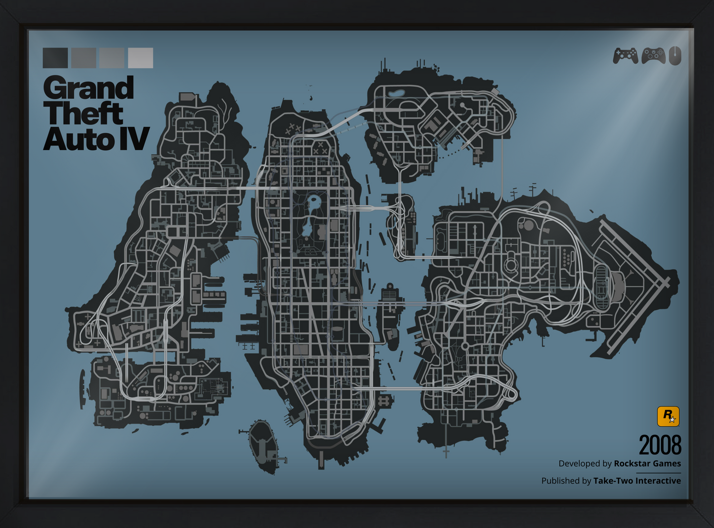 Quadro: Mapa Grand Theft Auto IV (GTA IV)