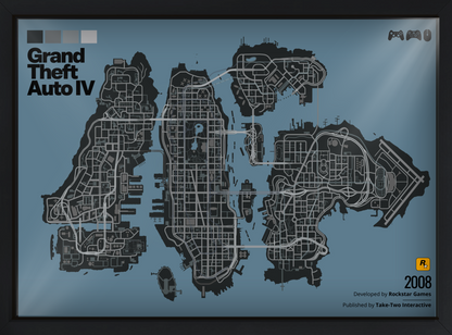 Quadro: Mapa Grand Theft Auto IV (GTA IV)